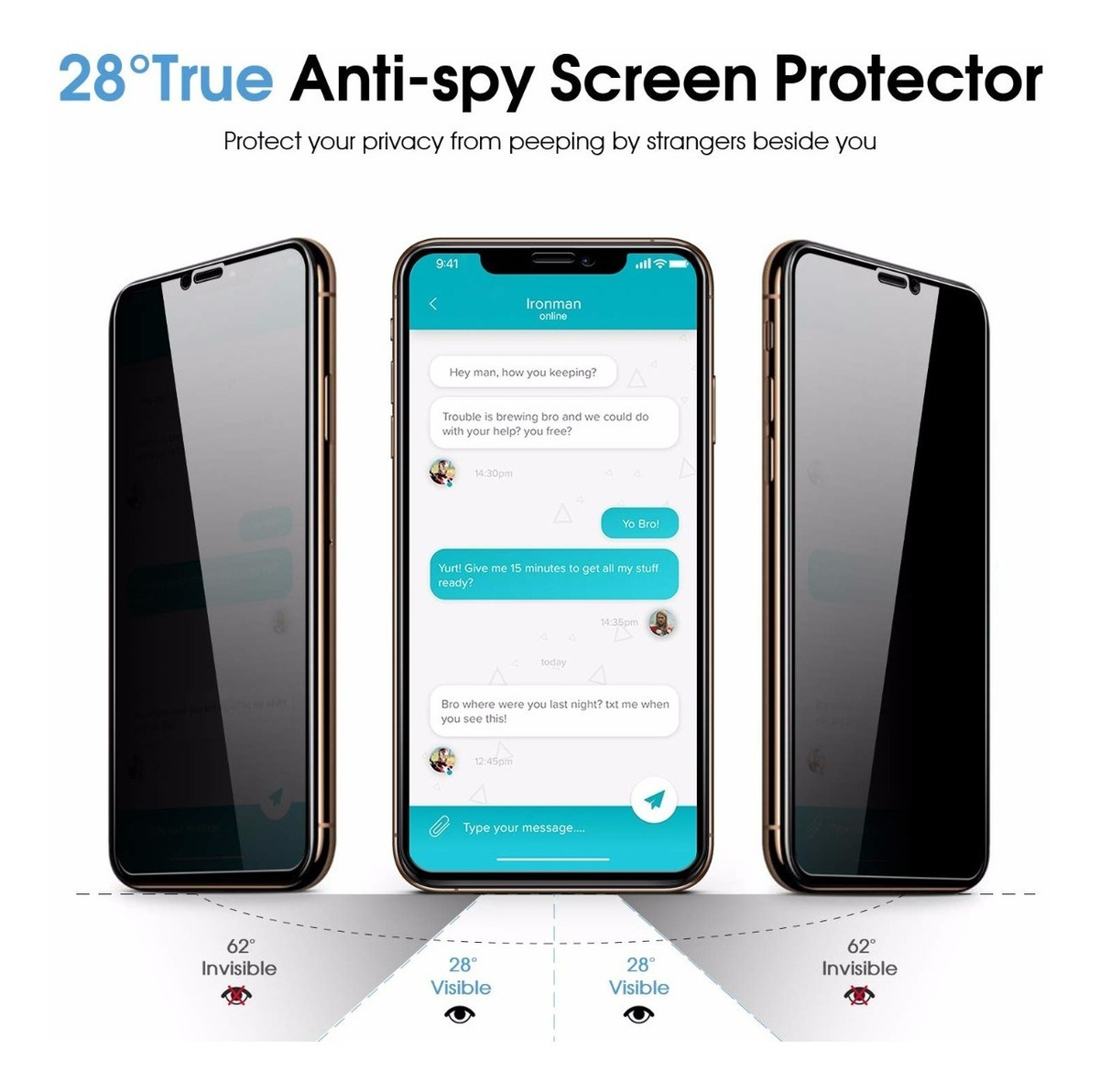 2 Protector De Pantalla Cristal Vidrio Templado anti Spy Para Iphone 11 Pro  Max