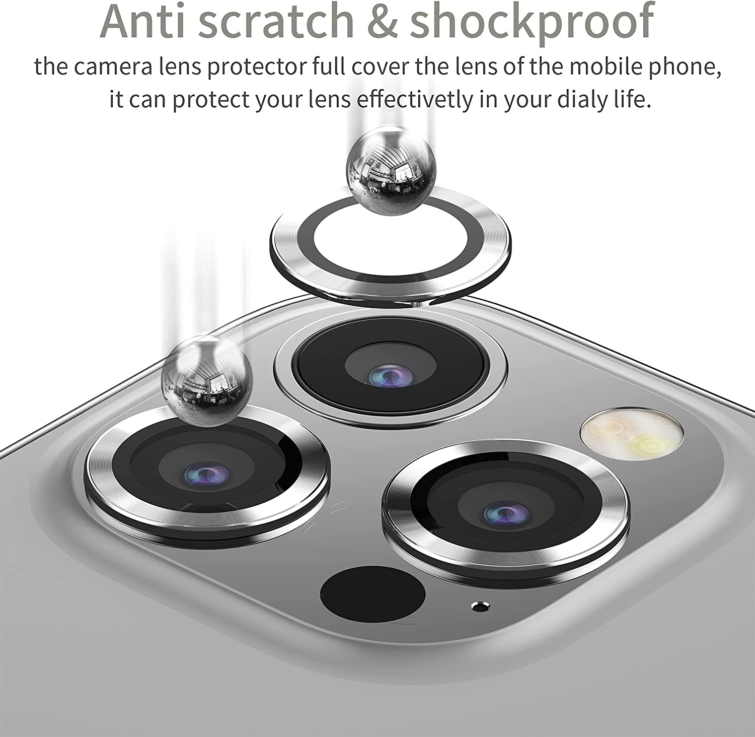 Vidrio Protector Lente De Camara Para iPhone 13 Pro / 13 Pro Max Silver