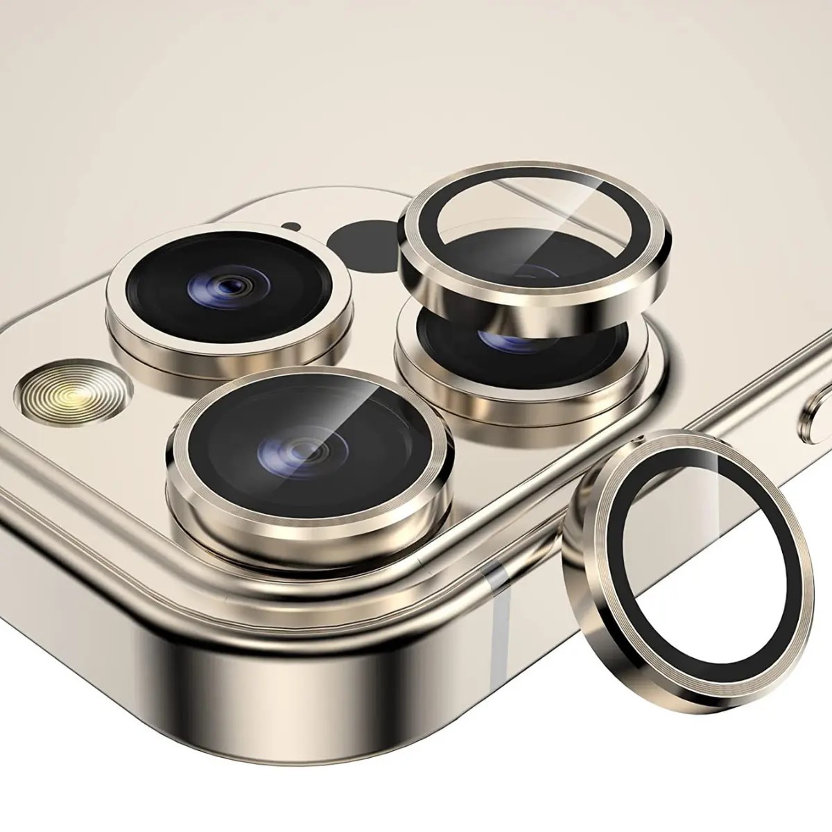 Protector camara iPhone 14 Pro / iPhone 14 Pro Max. Funda protectora de  lente de cámara de vidrio templado y anillo de aleación de aluminio.  Pelicula
