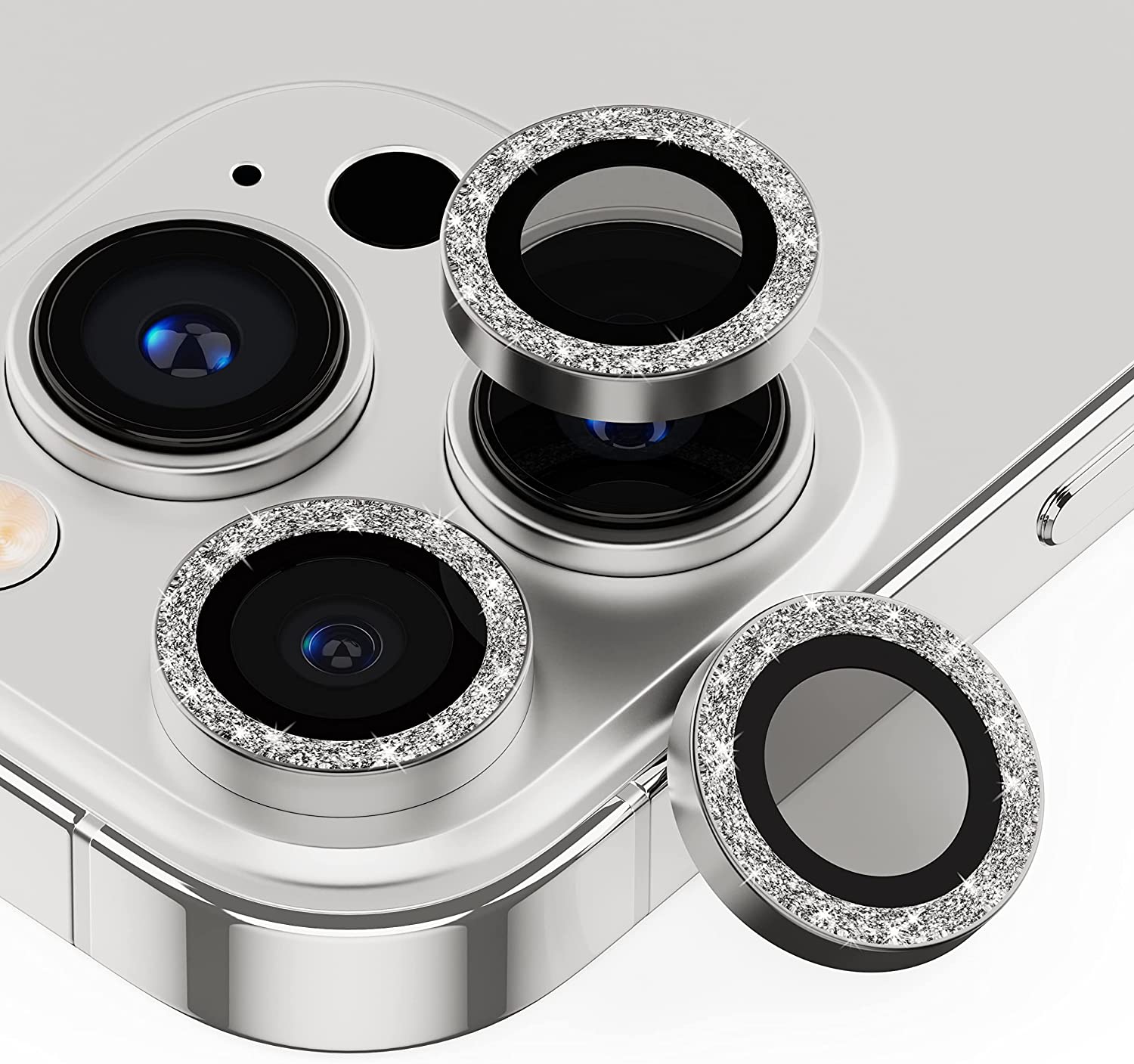 Glitter Series - Protector de lente de cámara compatible con iPhone 14 Pro  y iPhone 14 Pro Max, aleaciones de aluminio Plus 9H de vidrio templado para