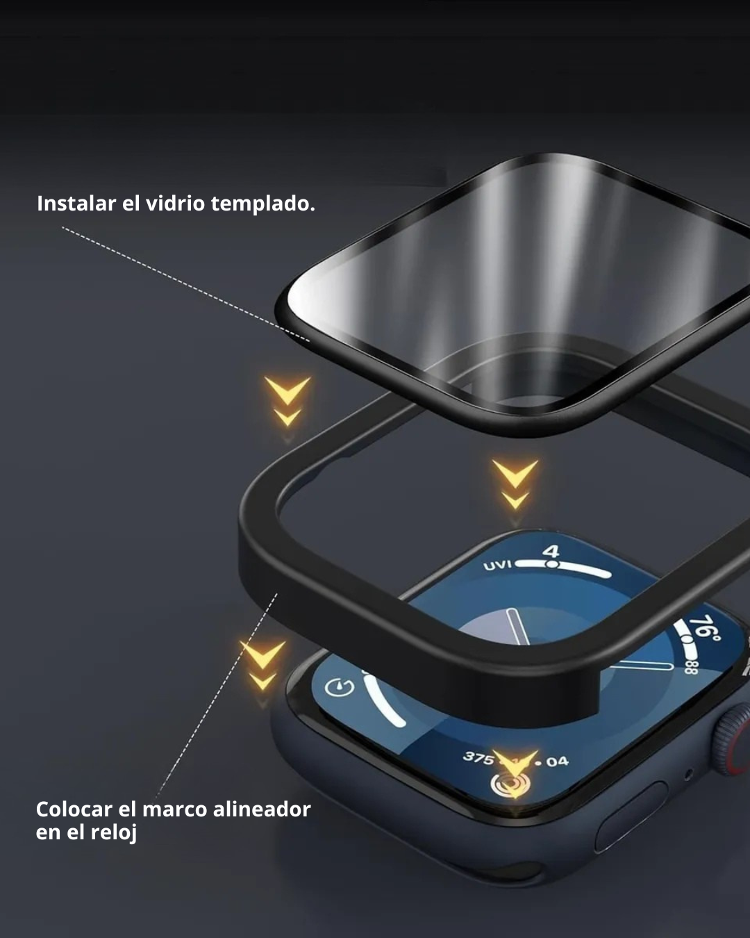 vidrio templado para apple watch 42mm s10 marco de aleación