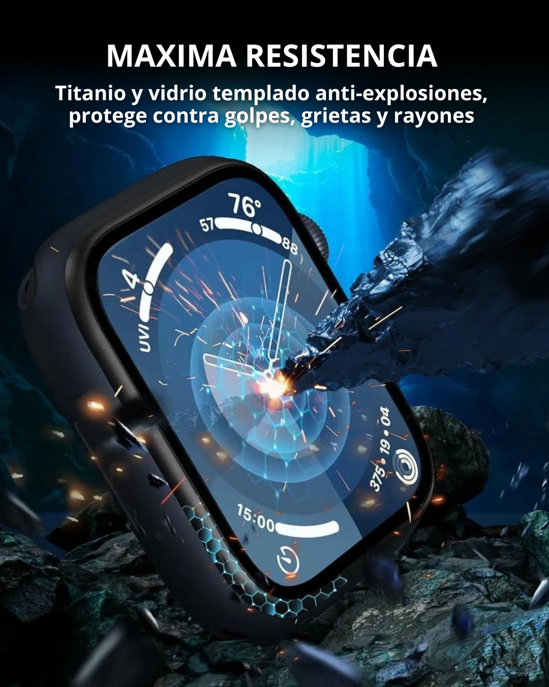 vidrio templado para apple watch 42mm s10 marco de aleación