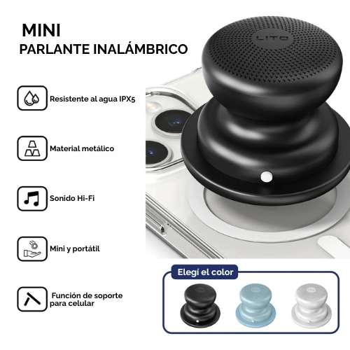 mini parlante inalambrico magnetico lito resistente al agua negro