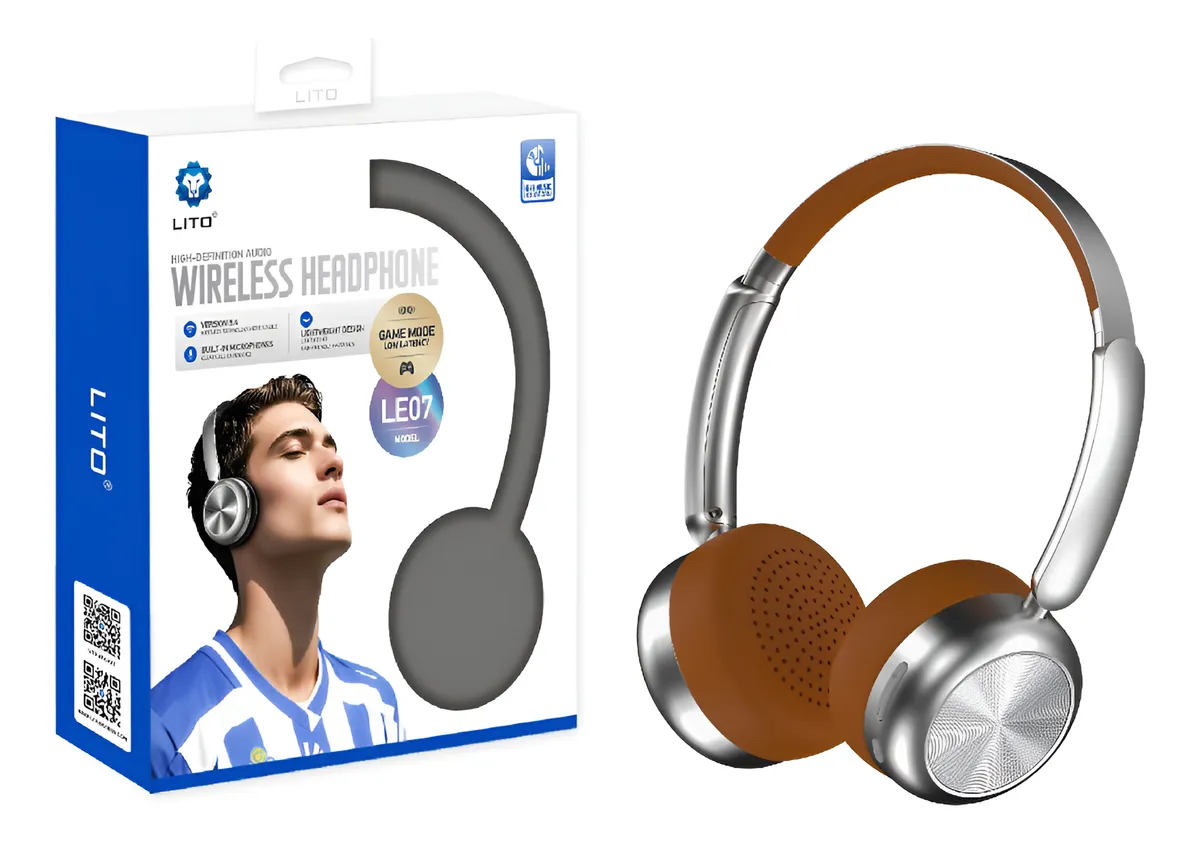 auriculares vincha inalambricos lito compactos alta calidad marrón