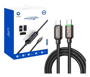 cable carga rapida datos 3.1 pd 240w lito tipo c con display negro